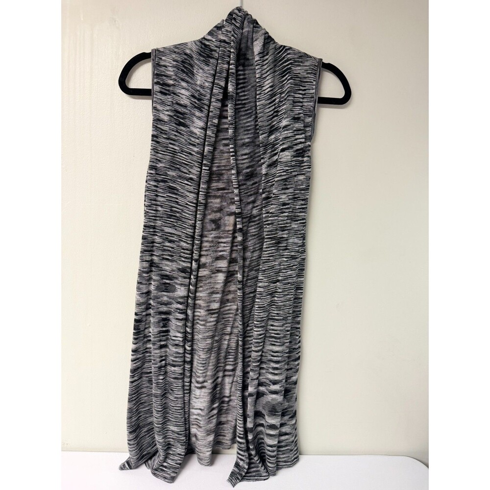 Joseph A Womens Medium Gray Black Space Dye Waterfall Open Front Vest Rayon